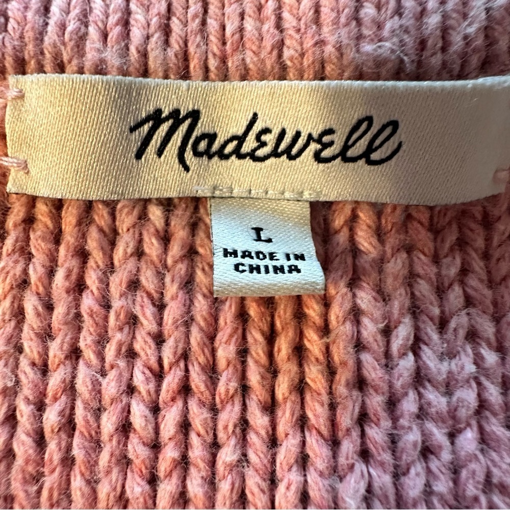 Madewell V-Neck Cable Knit Sweater - Peach - Picture 3 of 4